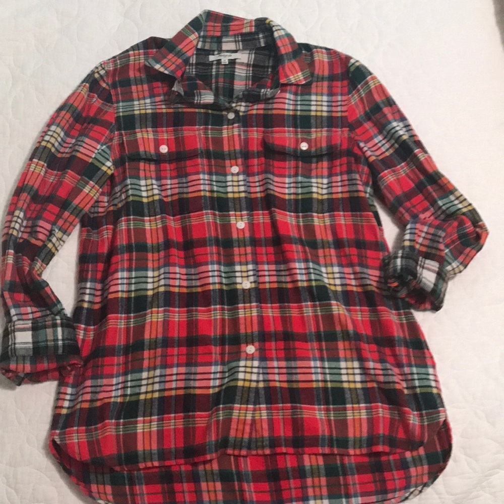 Madewell Red Plaid Flannel Button Down